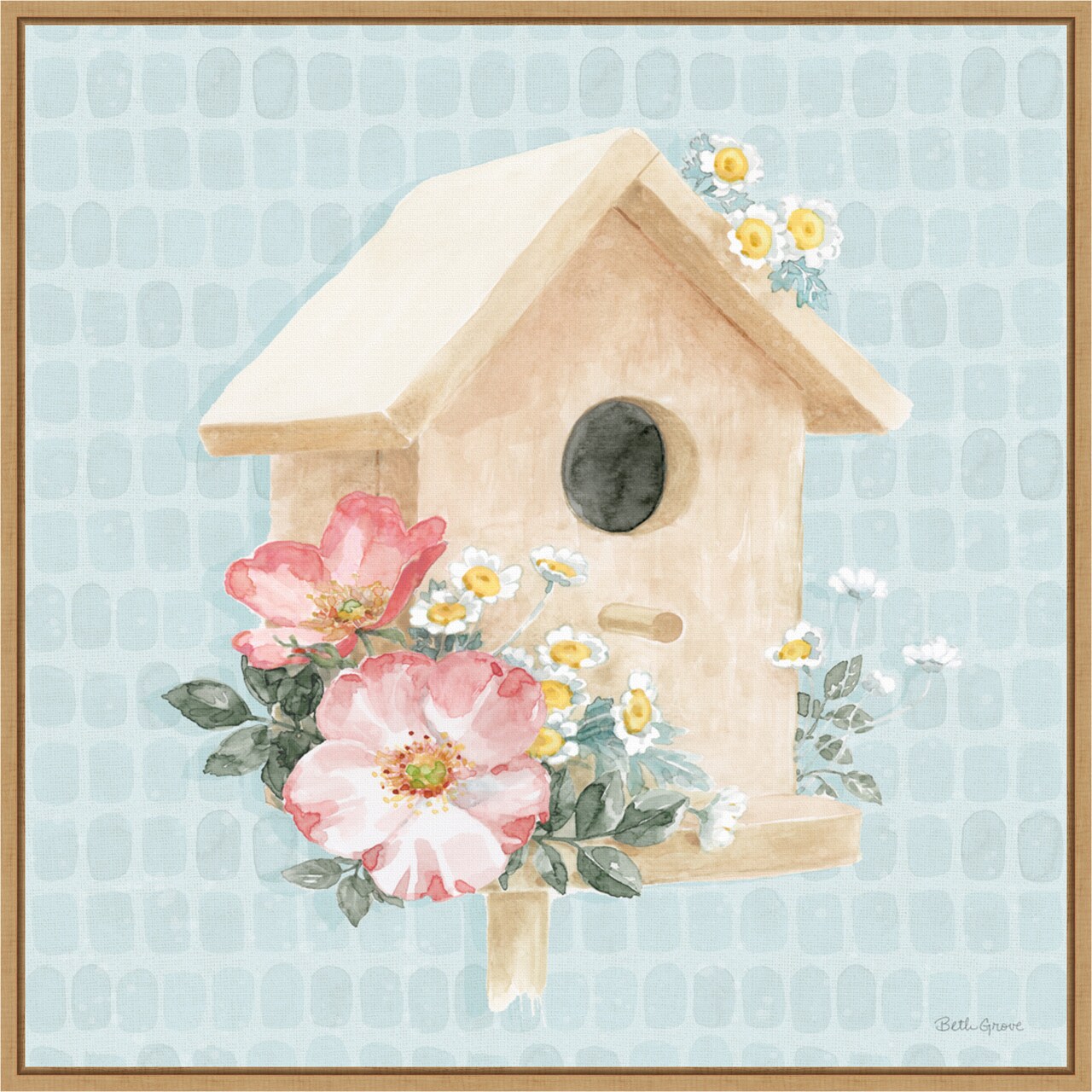 Gardenscape X by Beth Grove 22-in. W x 22-in. H. Canvas Wall Art Print Framed in Natural
